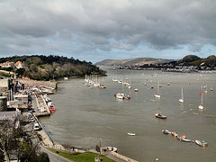 Shot from Conwy Castle showing Conwy's quay and harbour 