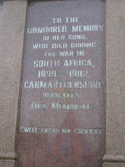 Boer War Memorial inscription, Carmarthen