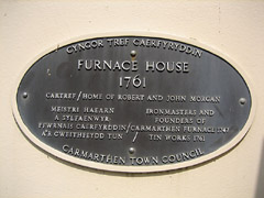 Furnace House plaque, Carmarthen