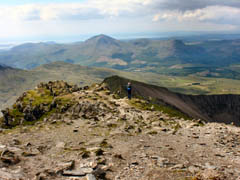 Admiring the view from the summit area of Yr Wydffa.