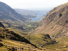 Looking down the Llanberis Pass from the PYG Track.