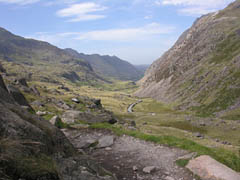 Looking down the Llanberis Pass from the PYG Track.