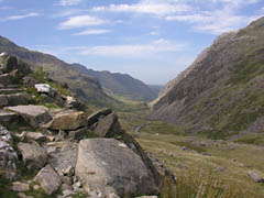 Looking down the Llanberis Pass from the PYG Track.
