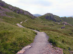 At last, a smooth section. Only just over that edge and then the drop down to Pen Y Pass. Boy, was I mistaken, it was at least another hours walk with some tricky descents.